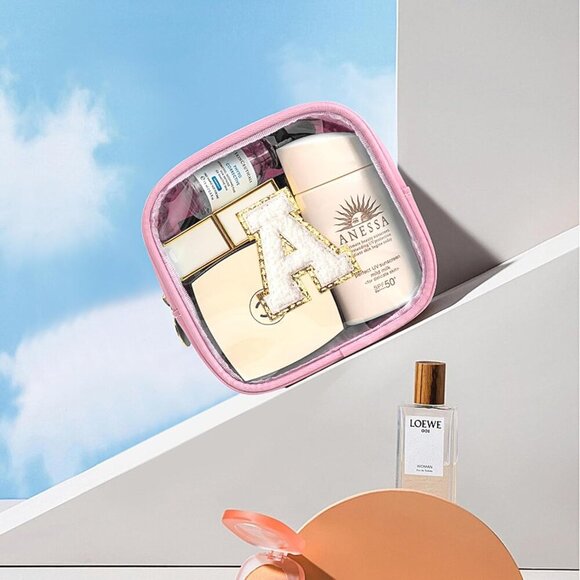 Initial Mini Makeup Bag | Make Up Bag Travel Toiletry Bag | Clear Makeup Bag | P - Picture 2 of 7